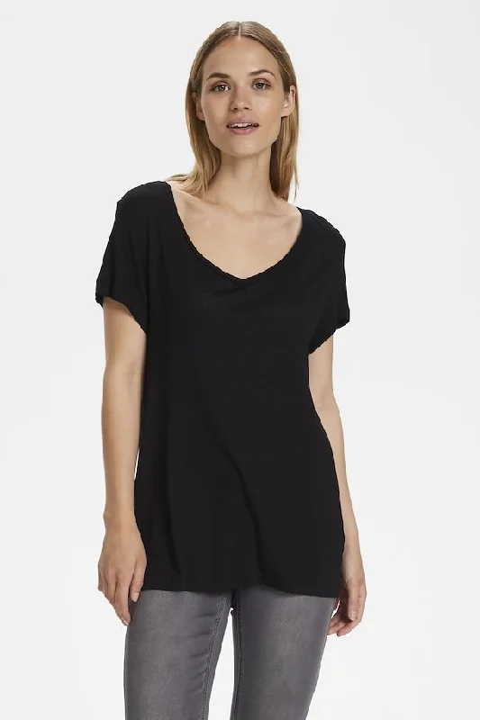 Kaffe Anna V-Neck T Shirt Classic Short Sleeve Tunic