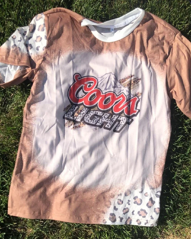 Coors Light Cheetah Print Sublimation Shirt-Size M Chic V-Neck Short Blouse