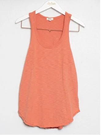 Dylan Soft Slub Shirt Tail Tank Poppy Soft Cotton Short Shirt