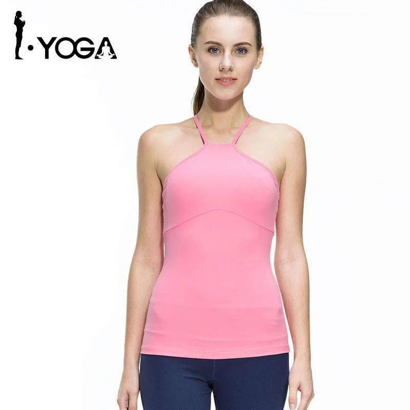 Fitness Women Sleeveless Shirts Jogging Vest Gym Sports Running Clothes Tight Yoga Top with Breathable Quick Dry Spandex Fashionable Short Sleeve Shirt