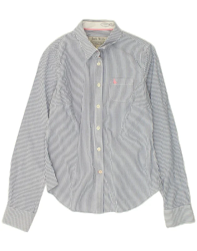 JACK WILLS Womens Shirt UK 8 Small Blue Striped Cotton Comfortable Fitted Short Sleeve JACK WILLS Womens Shirt UK 8 Small Blue Striped Cotton Comfortable Fitted Short Sleeve