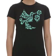 Ladies T- Shirt Hummingbird  By Francis Dick Chic Embellished Short Sleeve