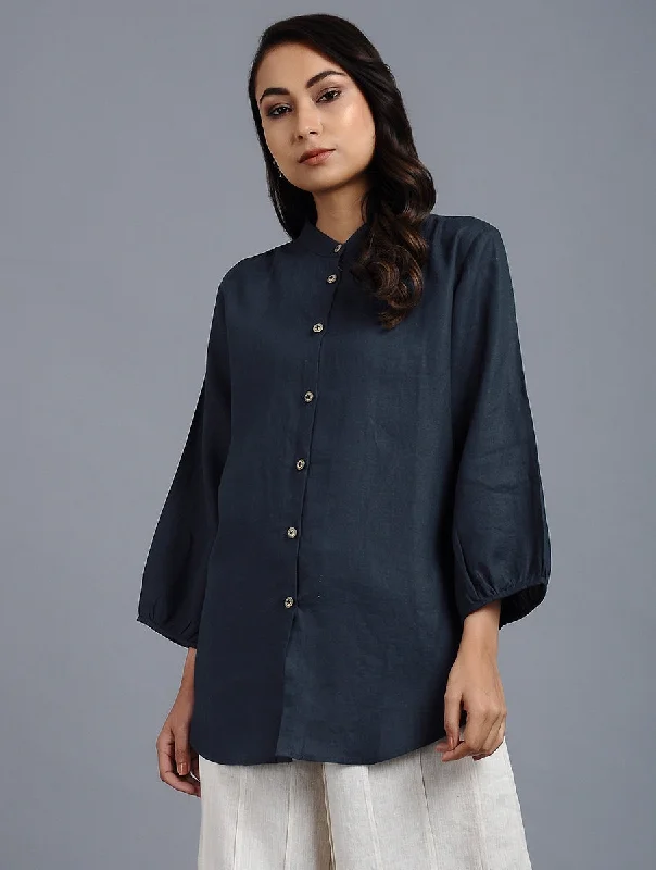 Lenora Classic Linen Shirt Stylish Crew Neck Shirt