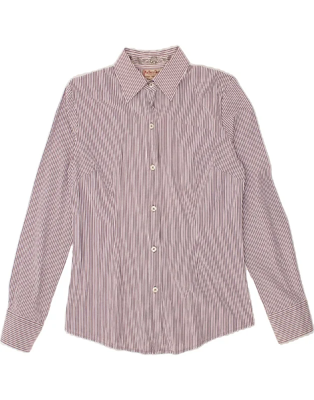 MARLBORO CLASSICS Womens Shirt EU 44 XL Grey Striped Cotton Classic Short Sleeve Blouse MARLBORO CLASSICS Womens Shirt EU 44 XL Grey Striped Cotton Classic Short Sleeve Blouse