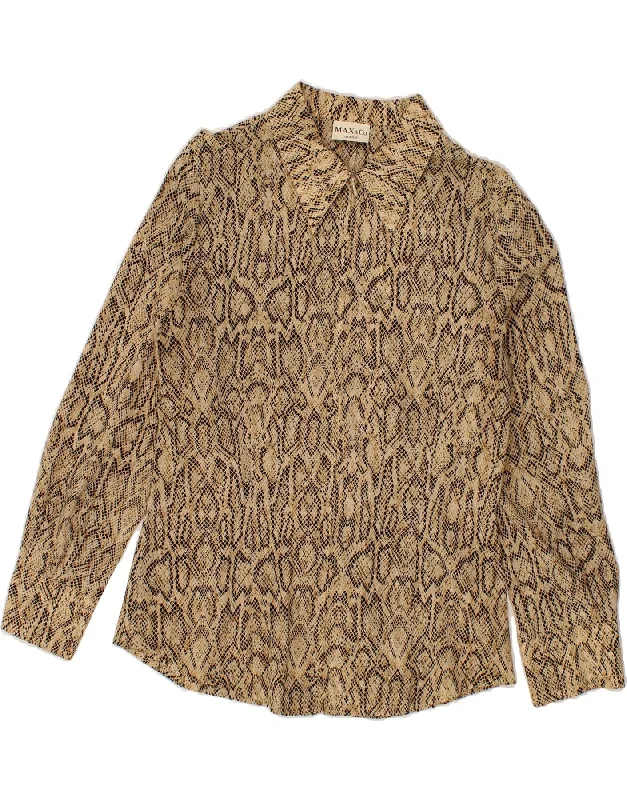 MAX & CO. Womens Shirt UK 12 Medium Beige Animal Print Polyester Chic Button-Up Short Shirt MAX & CO. Womens Shirt UK 12 Medium Beige Animal Print Polyester Chic Button-Up Short Shirt