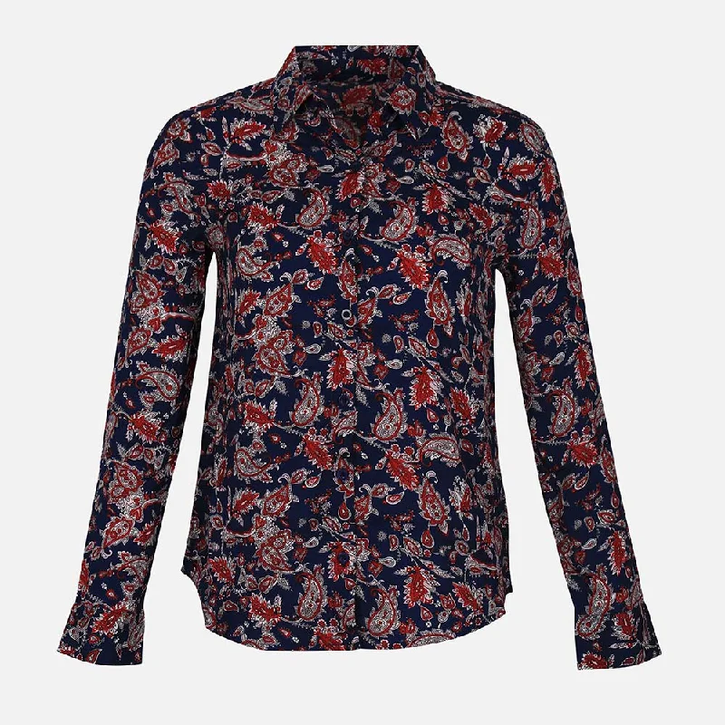 LADIES CASUAL PRINTED SHIRT Classic V-Neck Short Shirt