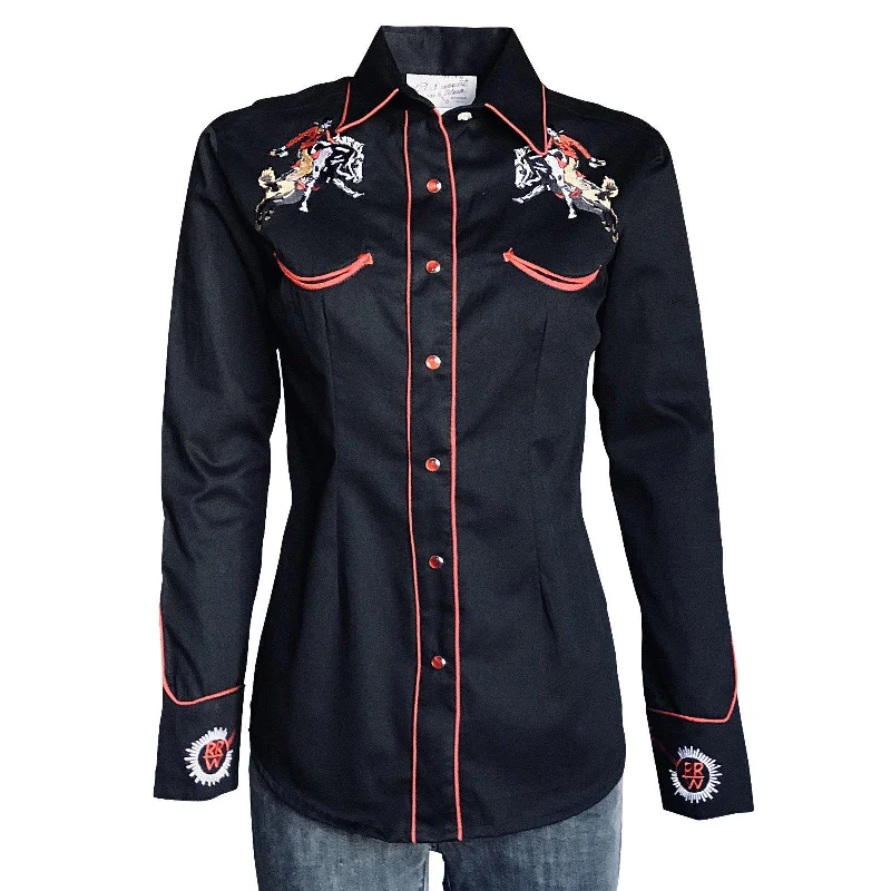 Rockmount Ranch Wear Womens Bronc Embroidered Western Shirt Fashionable Short Sleeve Vest