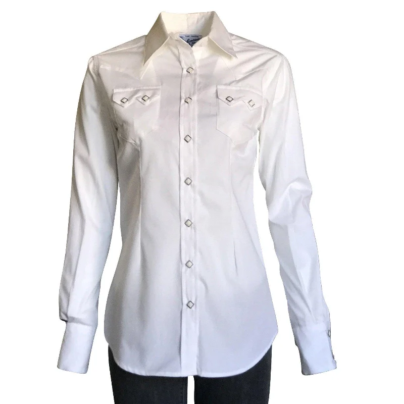 Rockmount Ranch Wear Womens White Sawtooth Pocket Western Shirt Classic Button-Up Short Tee