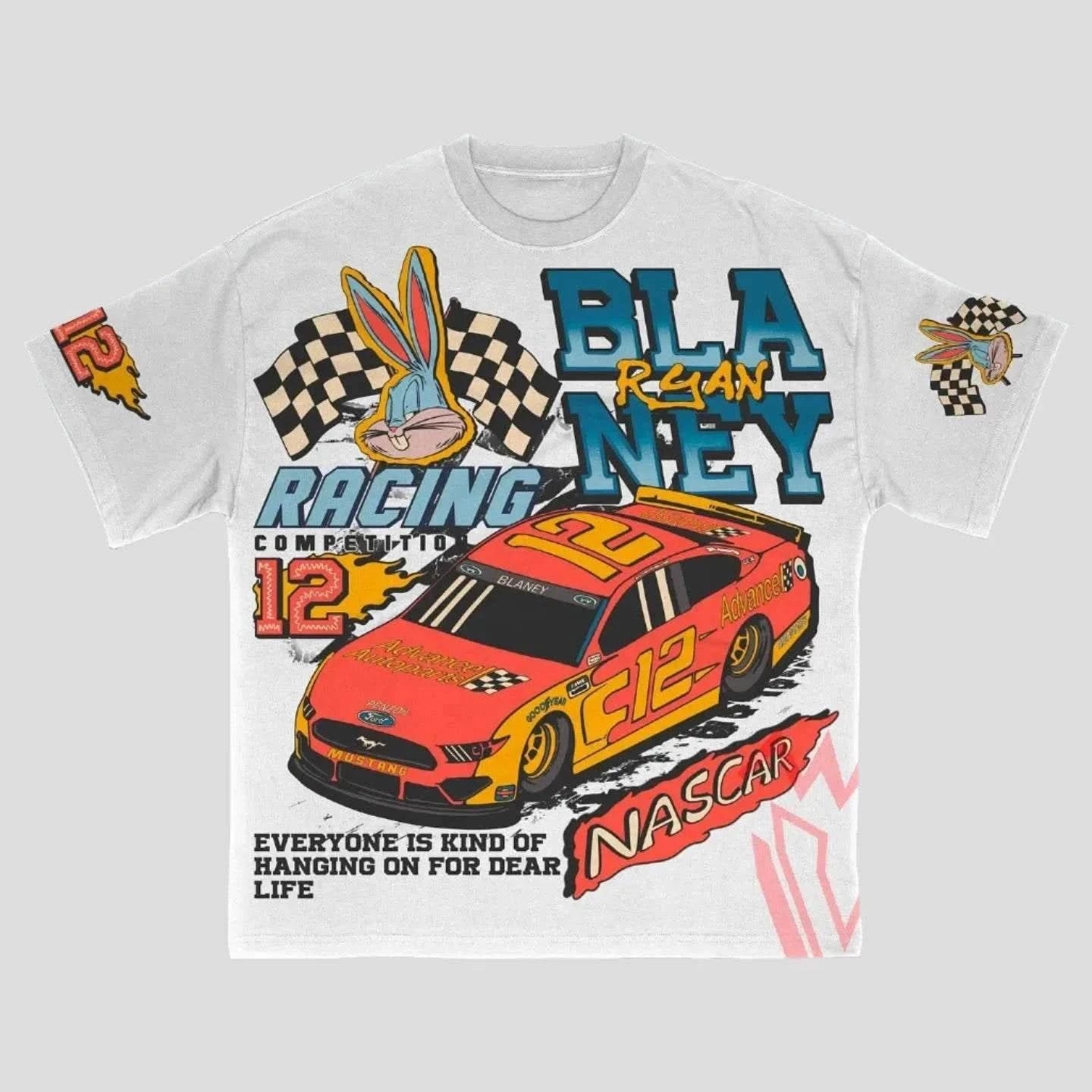 Ryan Blaney 12 Race Car Driver Oversized Cotton T Shirt Chic V-Neck Short Blouse