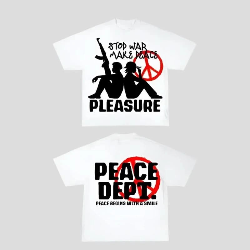 Stop War Make Peace Oversized T Shirt Stylish Short Sleeve Top