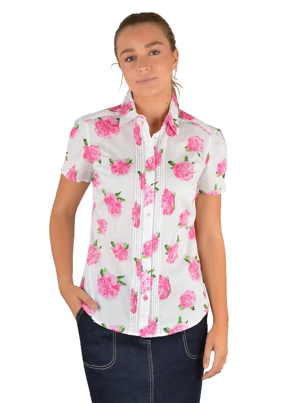 Thomas Cook Ladies Annie Pin Tuck Short Sleeve Shirt - T2S2113041 Modern Short Sleeve Top