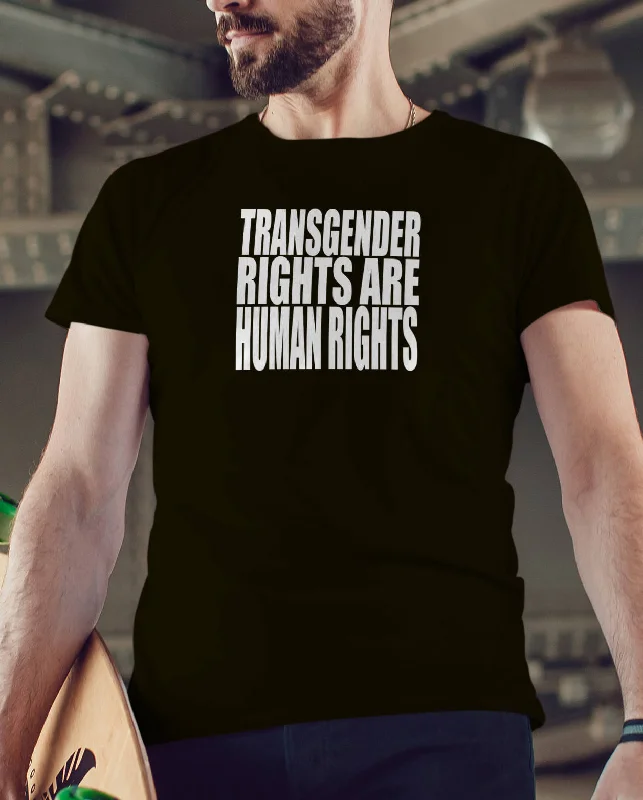 Transgender Rights Are Human Rights Shirt, Mens Tee Shirt Stylish Pleated Short Sleeve