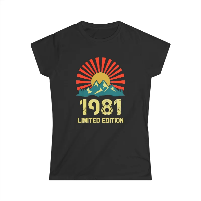 Vintage 1981 Limited Edition 1981 Birthday Shirts for Women Women Tops Casual Button-Down Short Shirt