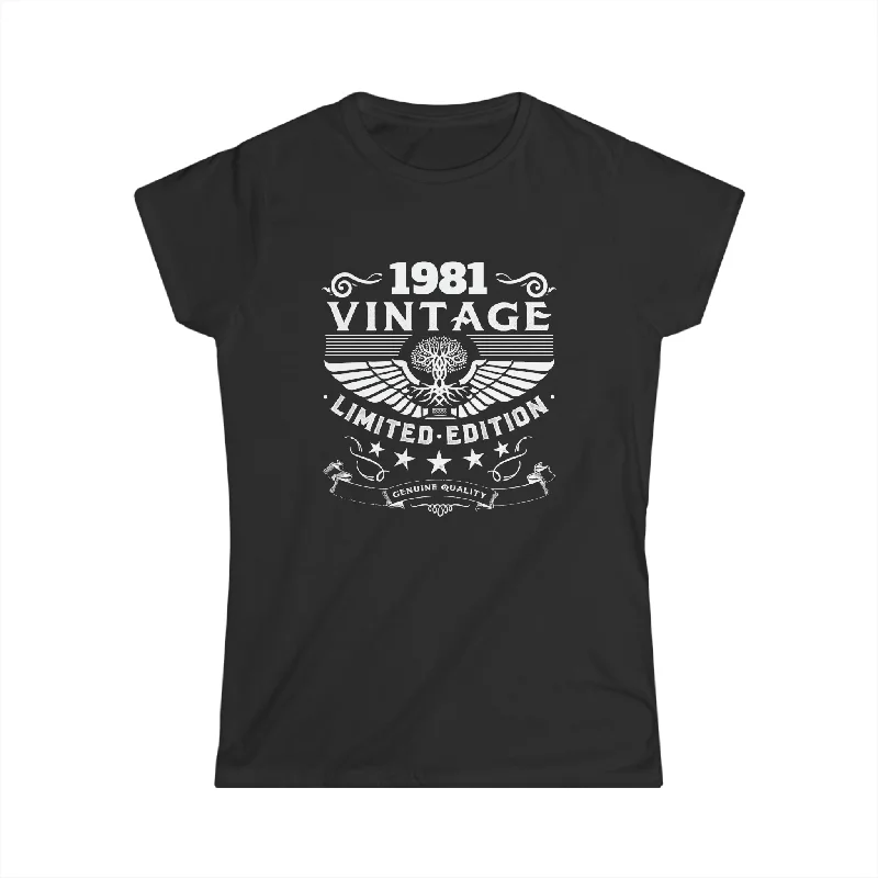 Vintage 1981 TShirt Women Limited Edition BDay 1981 Birthday Women Tops Comfortable Fitted Short Sleeve