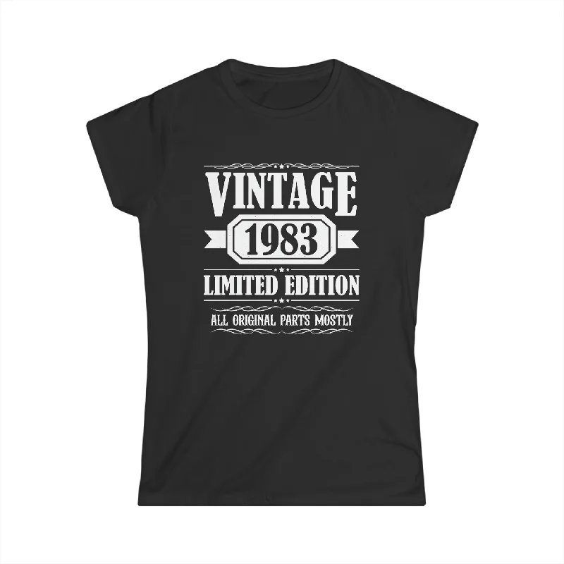 Vintage 1983 TShirt Women Limited Edition BDay 1983 Birthday Womens T Shirts Comfortable Ribbed Short Sleeve