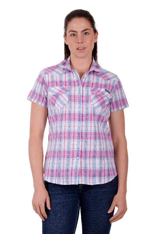 Wrangler Ladies Sanda S/S Shirt - Multi - X3S2132507 Trendy Button-Front Short Sleeve