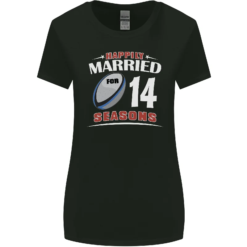 14 Year Wedding Anniversary 14th Rugby Womens Wider Cut T-Shirt Houndstooth Herringbone Solid 14 Year Wedding Anniversary 14th Rugby Womens Wider Cut T-Shirt Houndstooth Herringbone Solid