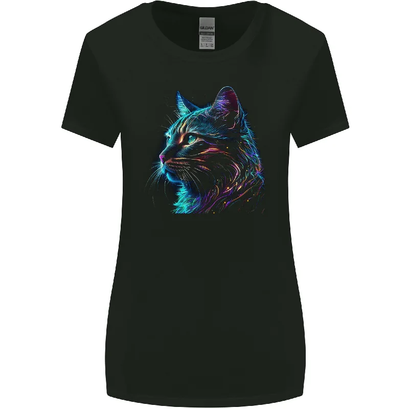 A Fantasy Cat With Cool Colours 3 Womens Wider Cut T-Shirt Real Fur Shearling Chenille