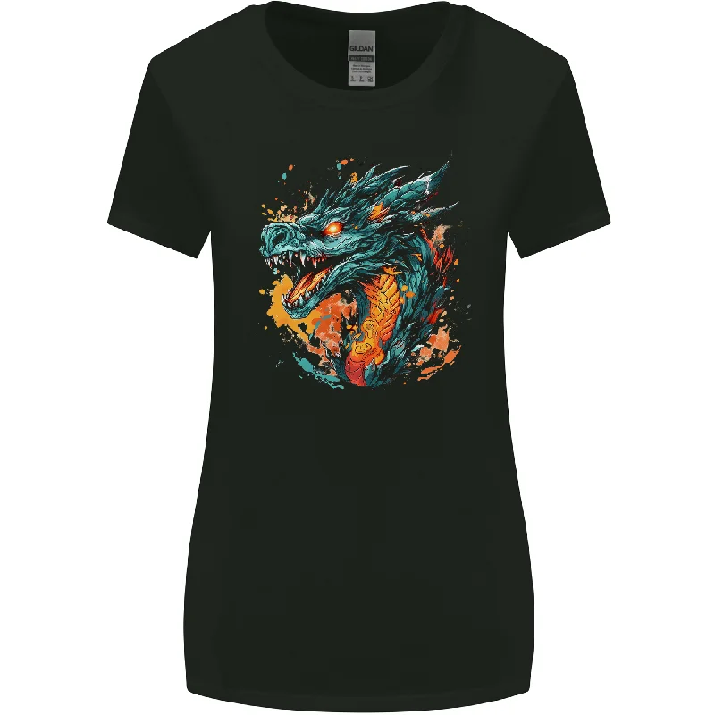 A Fantasy Fire Dragon Womens Wider Cut T-Shirt Layered Multi-layer Single Layer