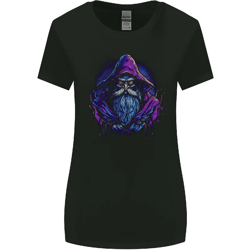 A Fantasy Wizard Owl Womens Wider Cut T-Shirt Thin T-Shirt Open Front Quick Dry