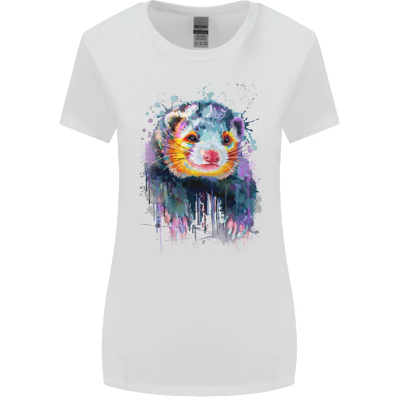 A Ferret Watercolour Womens Wider Cut T-Shirt Casual Formal Business