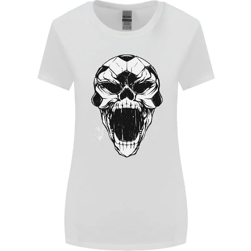 A Football Skull Soccer Footy Womens Wider Cut T-Shirt Polka Dot Checkered Tartan