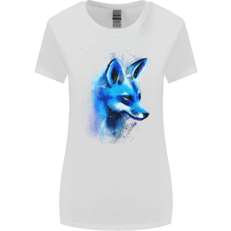 A Fox Watercolour Womens Wider Cut T-Shirt Print Jacquard Patchwork