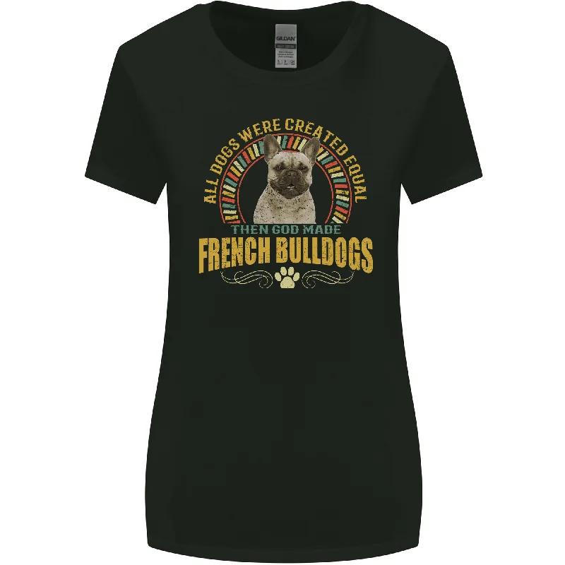 A French Bulldog Dog Womens Wider Cut T-Shirt Print Jacquard Patchwork