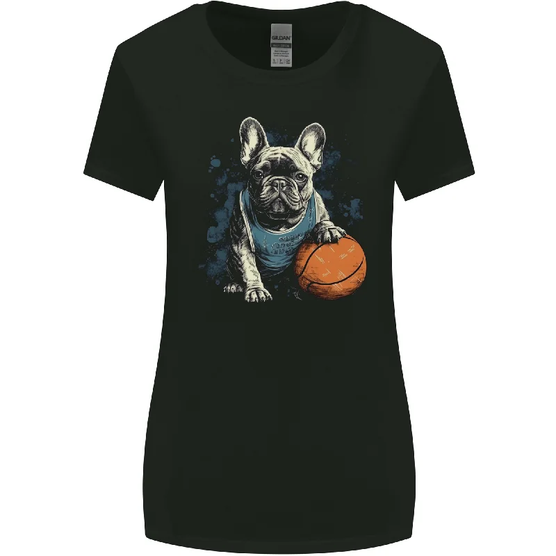 A French Bulldog With a Basketball Dog Womens Wider Cut T-Shirt Elasticated Padded Insulated