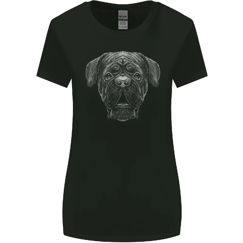 A French Mastiff Dog Dogue Bordeaux Womens Wider Cut T-Shirt Handmade Hand-knitted Hand-woven