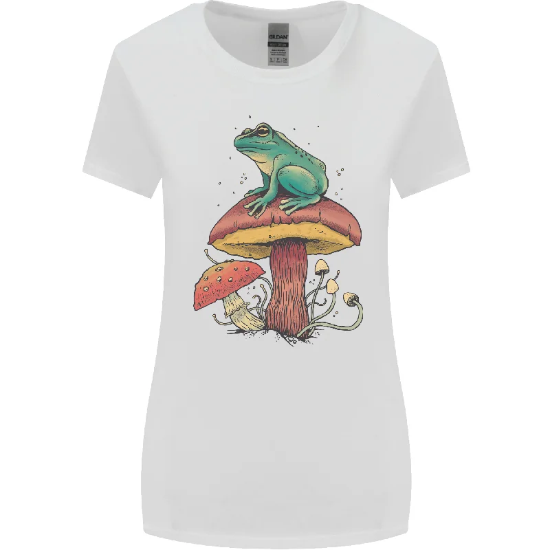 A Frog Sitting on a Mushroom Womens Wider Cut T-Shirt Rayon Velvet Corduroy