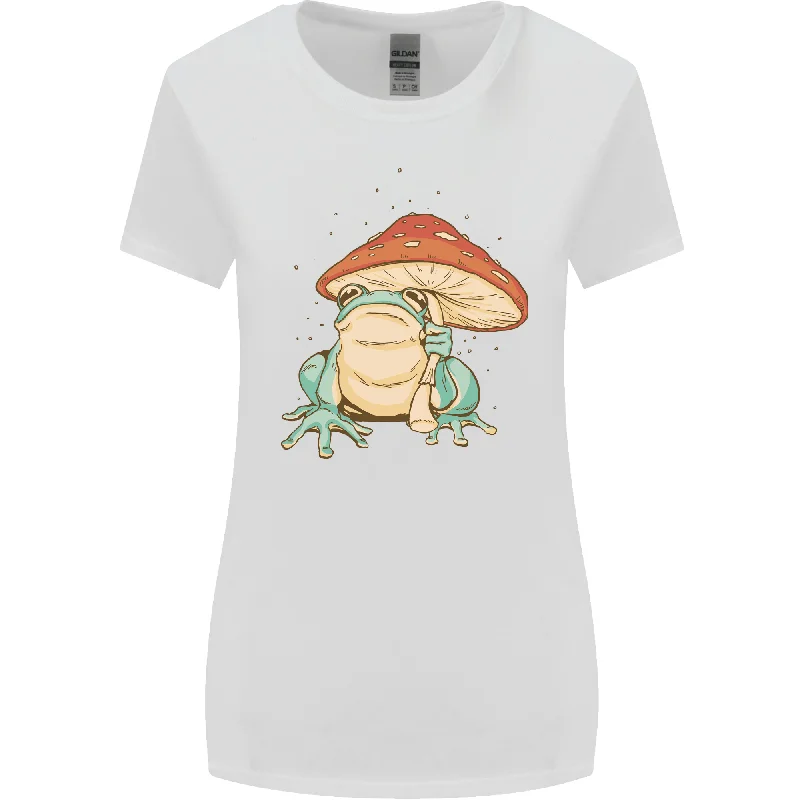 A Frog Under a Toadstool Umbrella Toad Womens Wider Cut T-Shirt Houndstooth Herringbone Solid