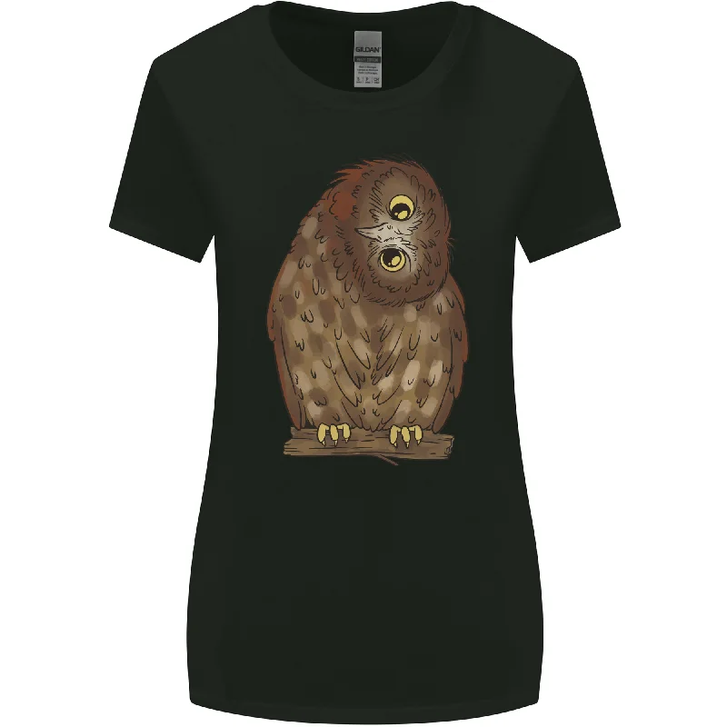 A Funny Owl Womens Wider Cut T-Shirt Boxy Fit Fitted Loose