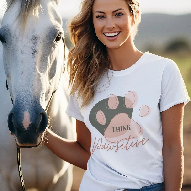 Think Pawsitive Round Neck Half Sleeve Classic T-Shirt Iron Safe Non-Iron Wrinkle Free Think Pawsitive Round Neck Half Sleeve Classic T-Shirt Iron Safe Non-Iron Wrinkle Free