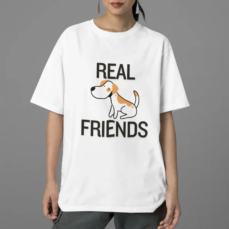 Real Friends Round Neck Half Sleeve Classic T-Shirt Layered Multi-layer Single Layer Real Friends Round Neck Half Sleeve Classic T-Shirt Layered Multi-layer Single Layer