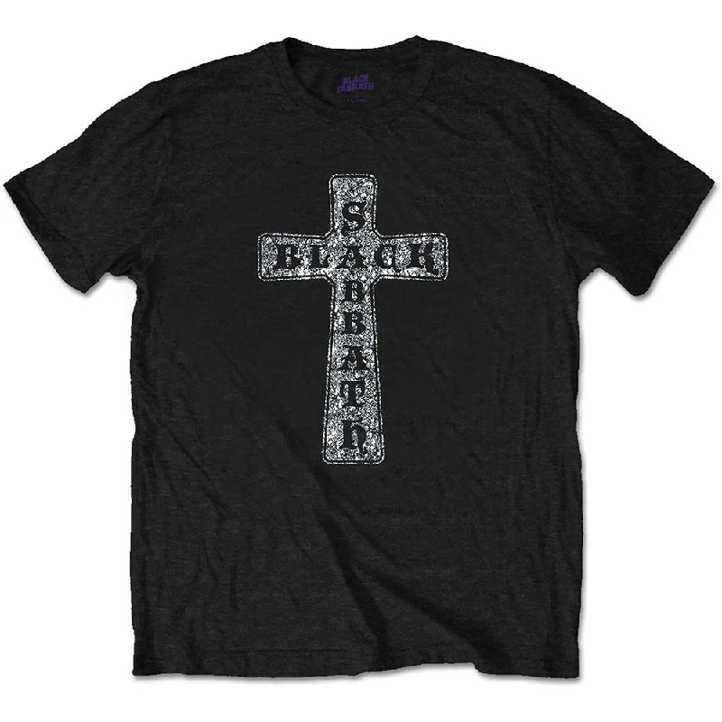 Black Sabbath | Official Band T-Shirt | Cross (Diamante) Jersey Fabric Tulle Fabric Batik Fabric