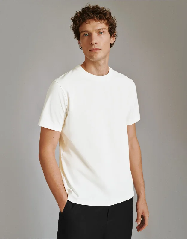 Crew Neck Straight T-Shirt Elegant Classic Vintage