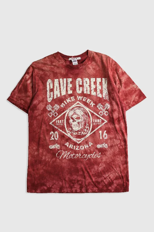 Deadstock Cave Creek Bike Week Tee - Red, Blue Collared T-Shirt Boat Neck A-Line