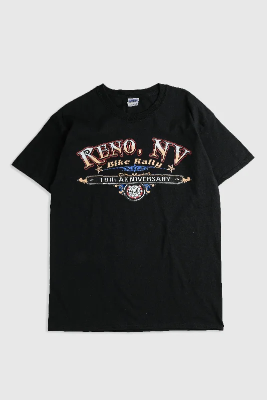 Deadstock Reno Bike Rally Tee - L Notch Collar Peter Pan Collar Cowl Neck