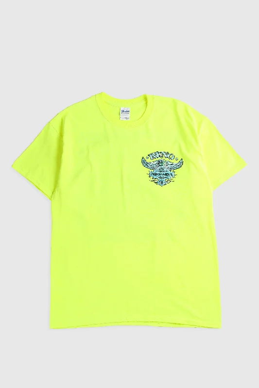 Deadstock Reno Bike Rally Tee - Neon Yellow, Mustard, White Hooded Caped Shawl Collar