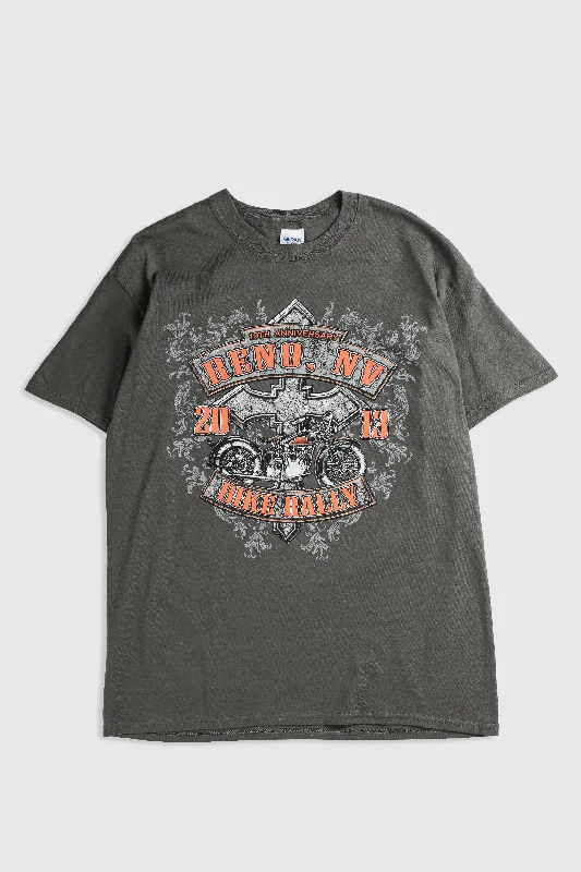 Deadstock Reno Motorcycle Rally Tee - Grey, Black Embroidered Appliqued Beaded