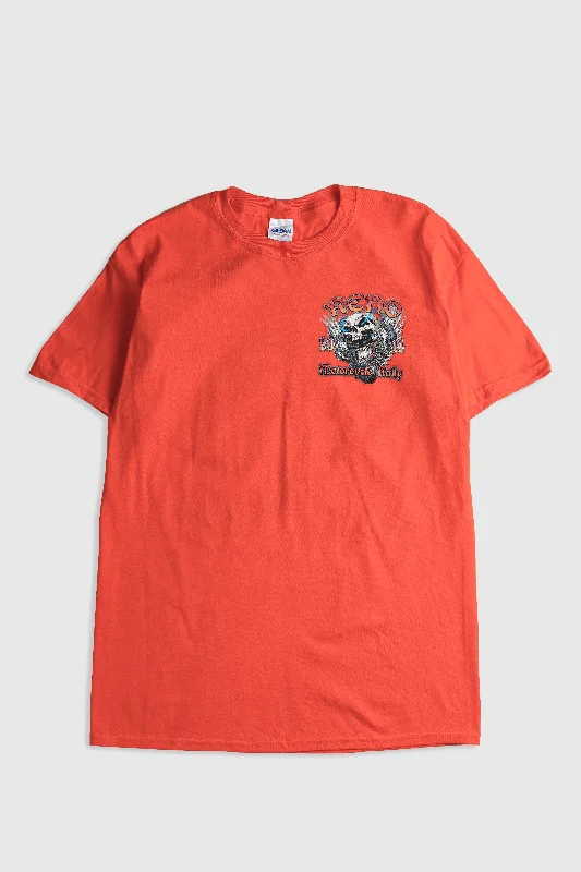 Deadstock Reno Motorcycle Rally Tee - Orange, Black Collared Crew Neck Turtle Neck