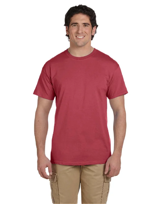 Fruit of the Loom 100% Cotton T-Shirt | Crimson Collared Crew Neck Turtle Neck