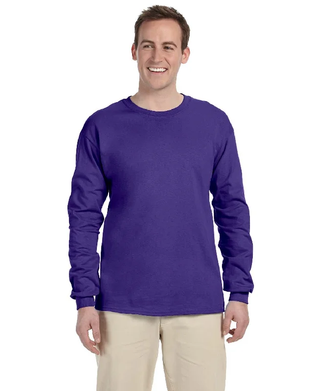 Fruit of the Loom Lightweight Long Sleeve T-Shirt | Purple Zippered Front Buttoned Front Snap Front