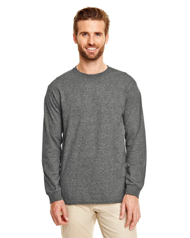 Gildan 50/50 Long Sleeve T-Shirt | Graphite Heather Cotton Fabric Linen Fabric Terry Fabric