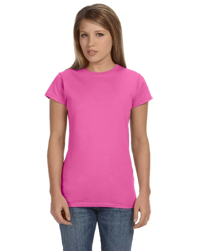 Gildan Ladies SoftStyle T-Shirt | Azalea Ribbed Striped Patterned