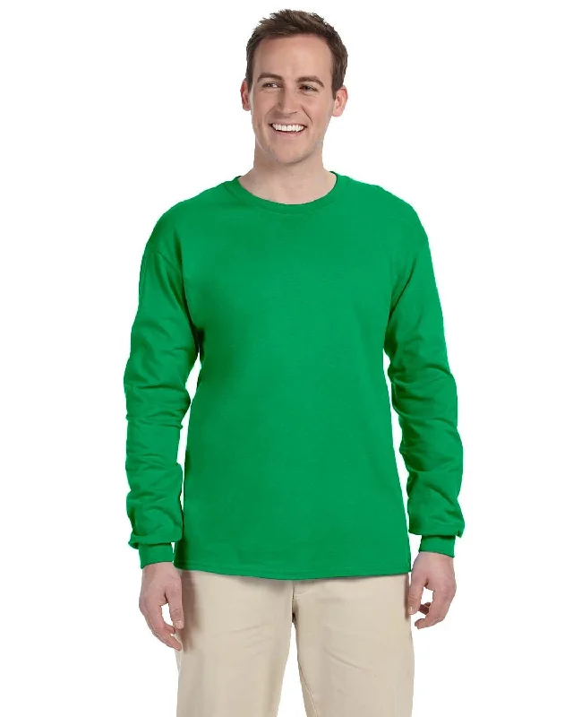 Gildan Ultra Cotton Heavyweight Long Sleeve T-Shirt | Irish Green Embroidered Appliqued Beaded