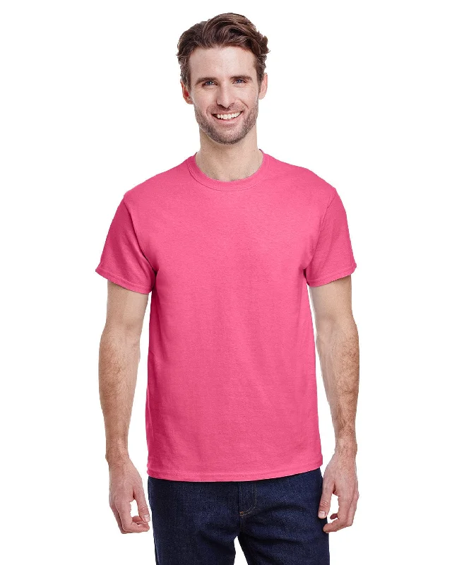 Gildan Ultra Cotton Heavyweight T-Shirt | Safety Pink Silk Blend Satin Velvet