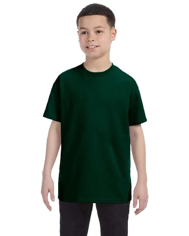 Gildan Youth Lightweight 100% Cotton T-Shirt | Forest Green Asymmetrical Pockets Print