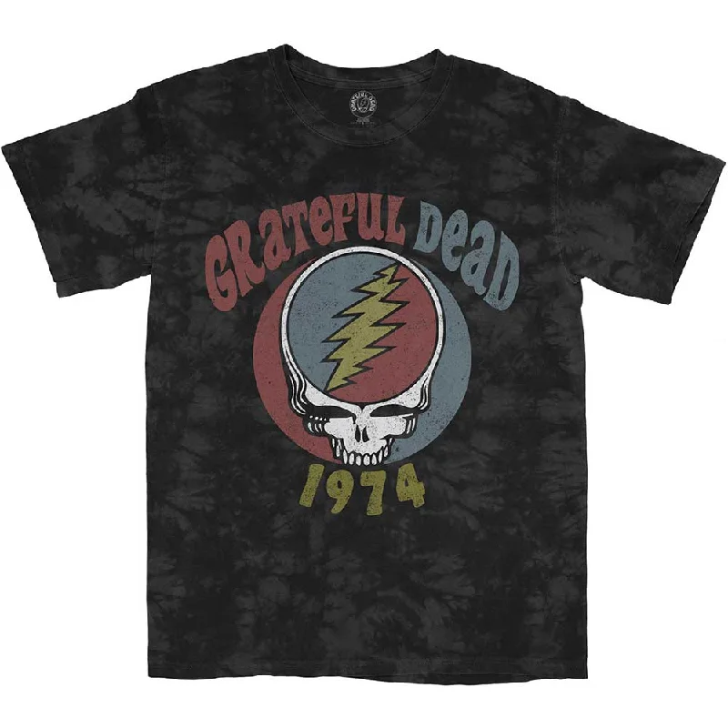 Grateful Dead | Official Band T-Shirt | 1974 (Dip-Dye) Mesh Fabric Canvas Fabric Denim Fabric